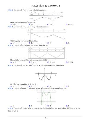 Bài tập Giải tích 12 - Chương 1